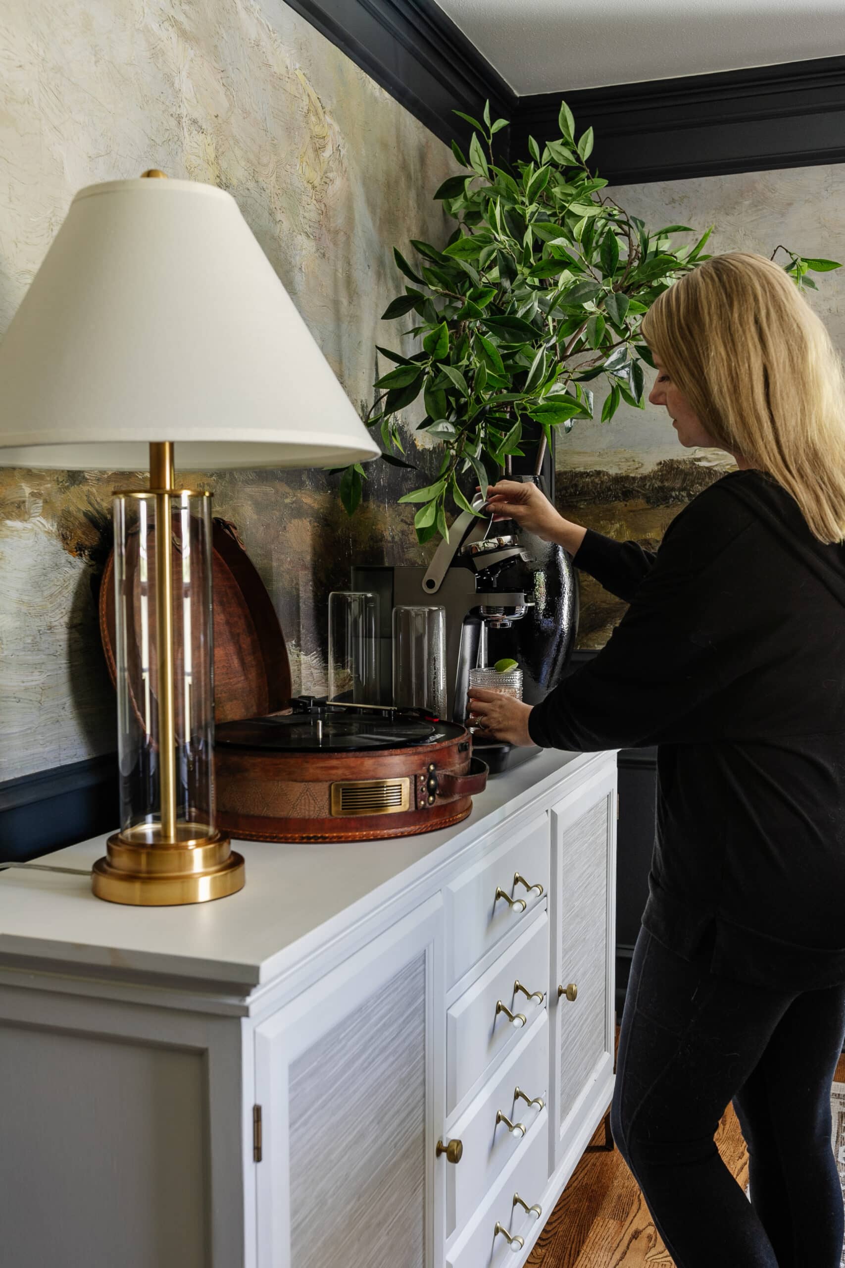 using a Bartesian cocktail maker in a dining room for hosting