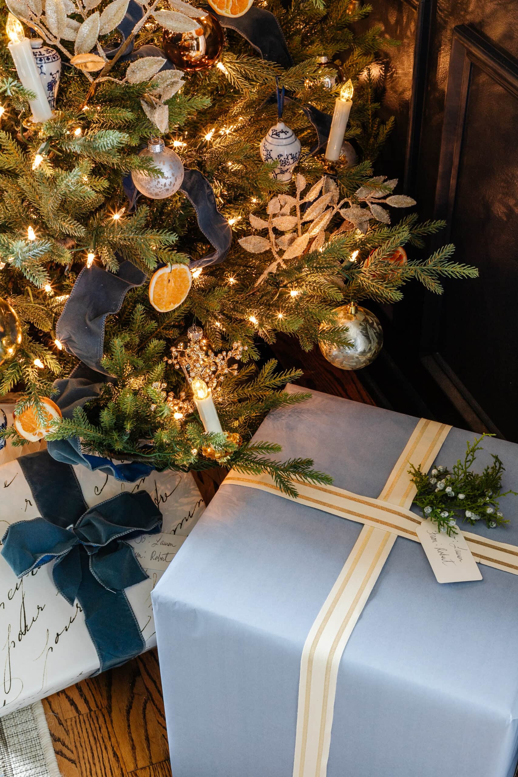 blue christmas gift wrap