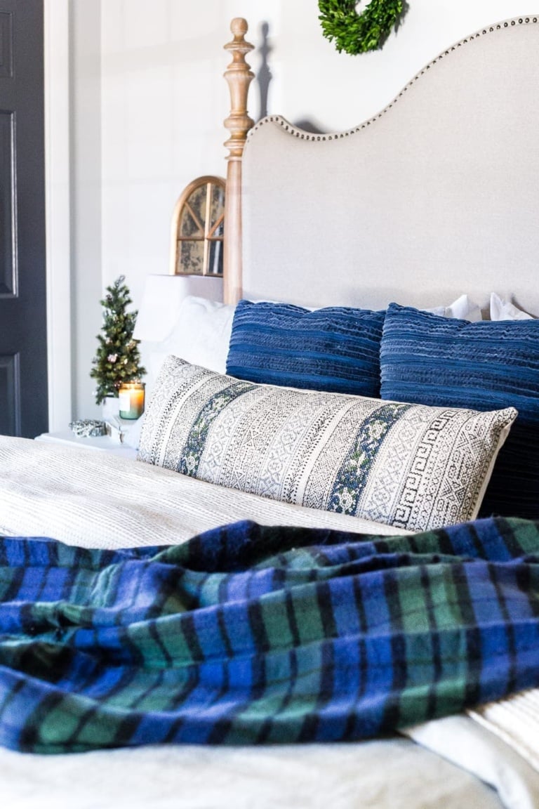 Blue & Neutral Christmas Bedroom