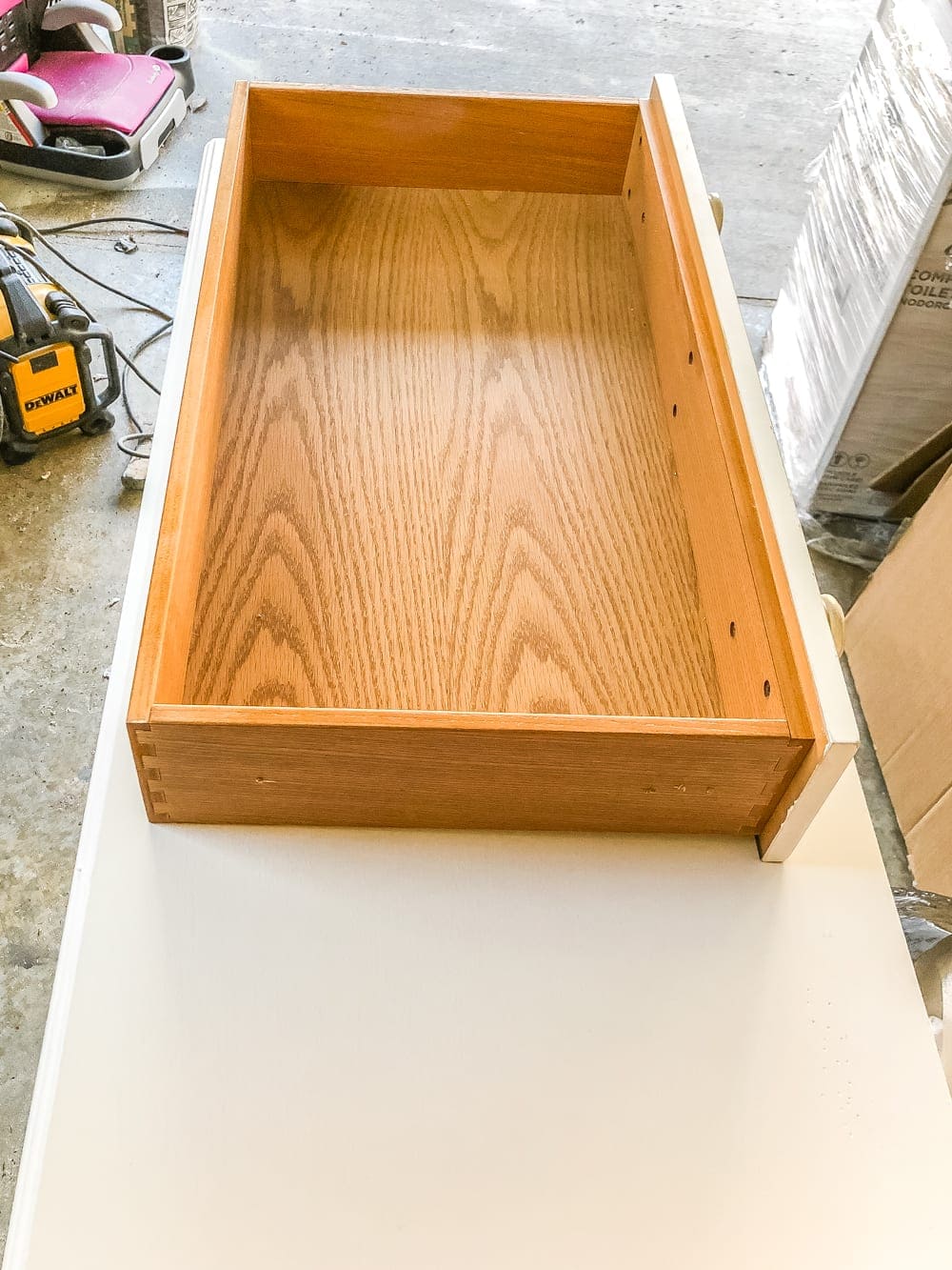 How to Turn a Console Table Into a Bathroom Vanity | blesserhouse.com - A tutorial for how to reconstruct a console table to repurpose as a bathroom vanity and leave drawers functional underneath sinks. 