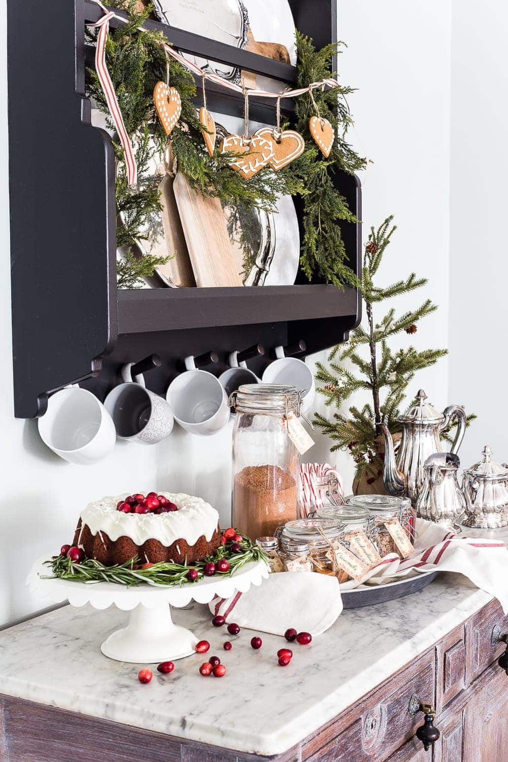 thrifted silver used on a hot cocoa bar