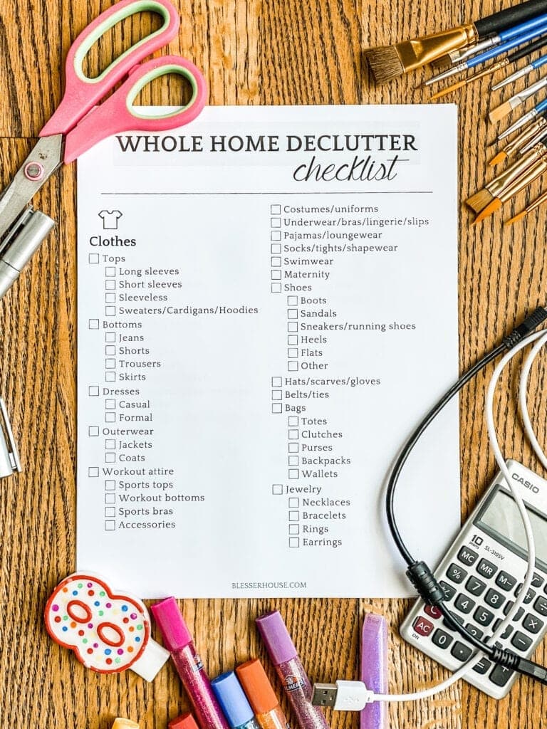 declutter checklist printable