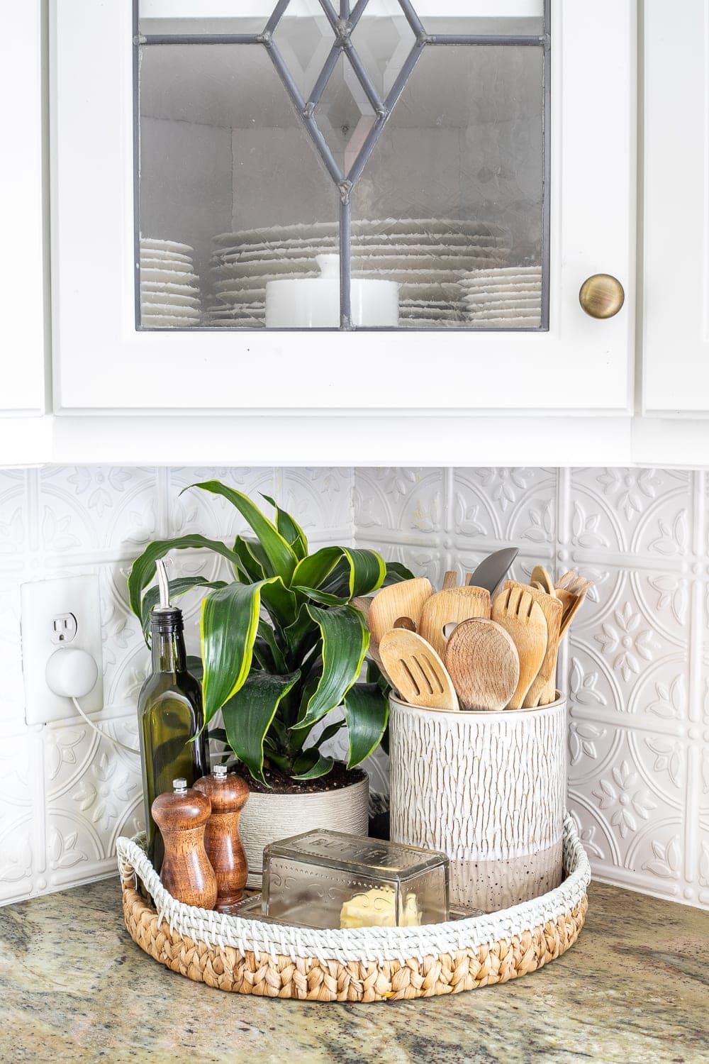 how to make your house look expensive - put household items in pretty containers - kitchen counter decor