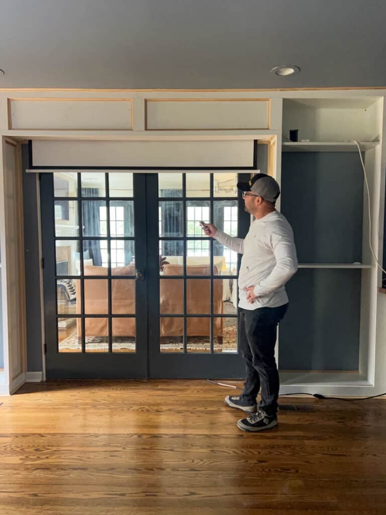 lowering projector screen with remote