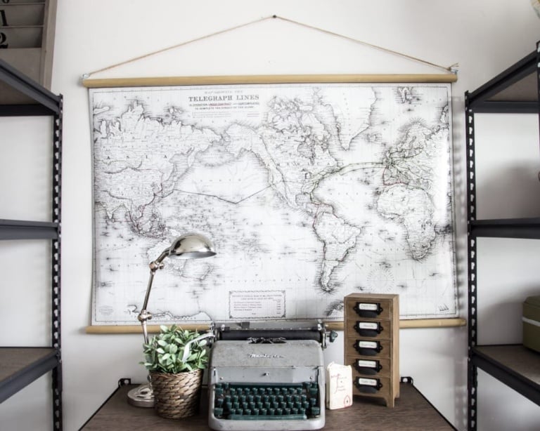 DIY Vintage Pull-Down Map