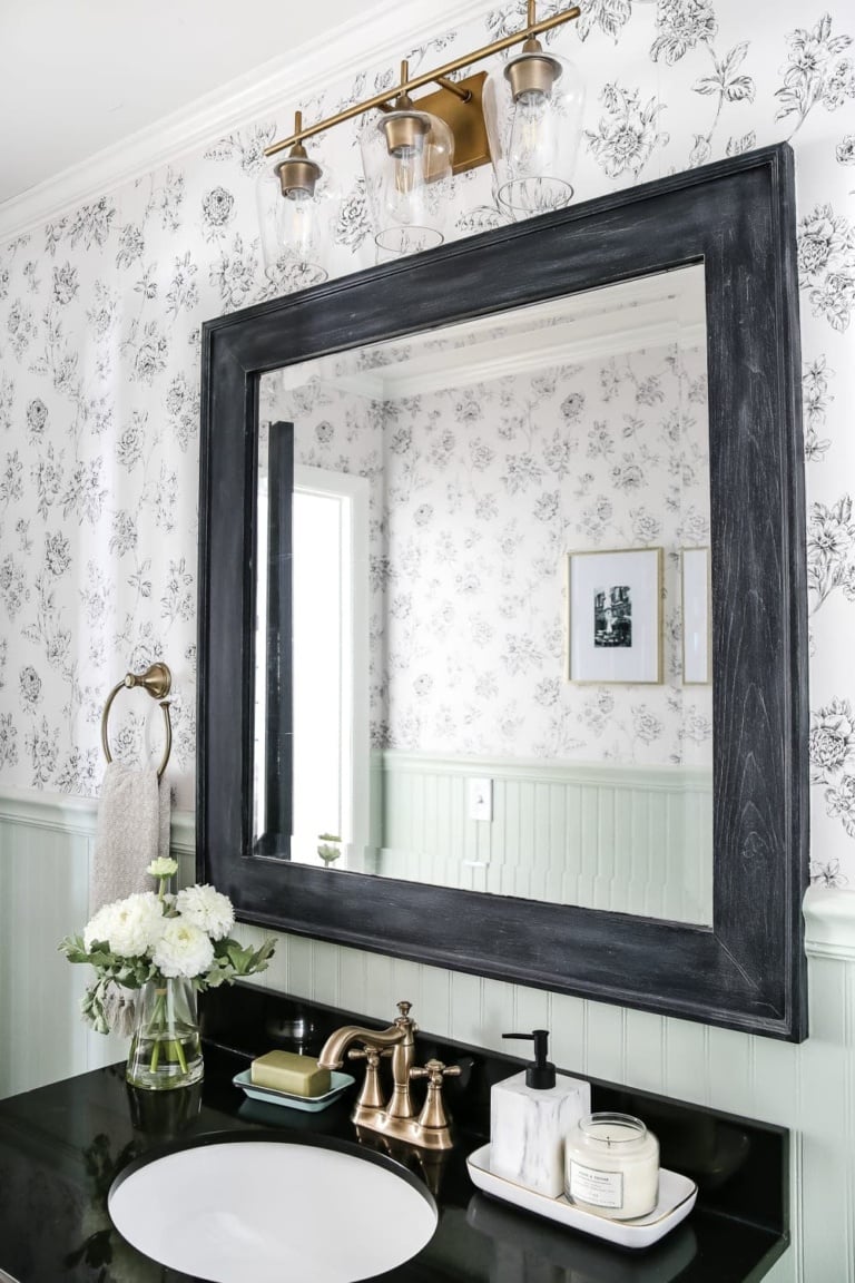Dry Brushed Black Mirror Makeover