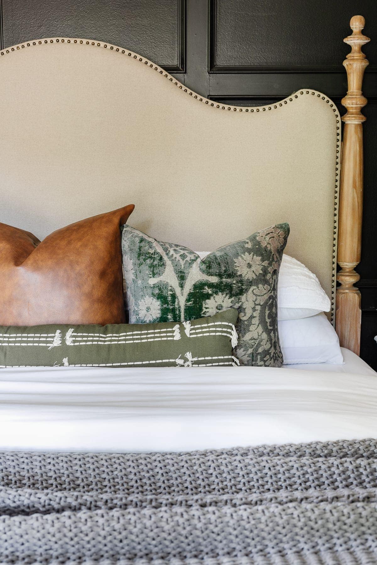 throw pillows on a bed