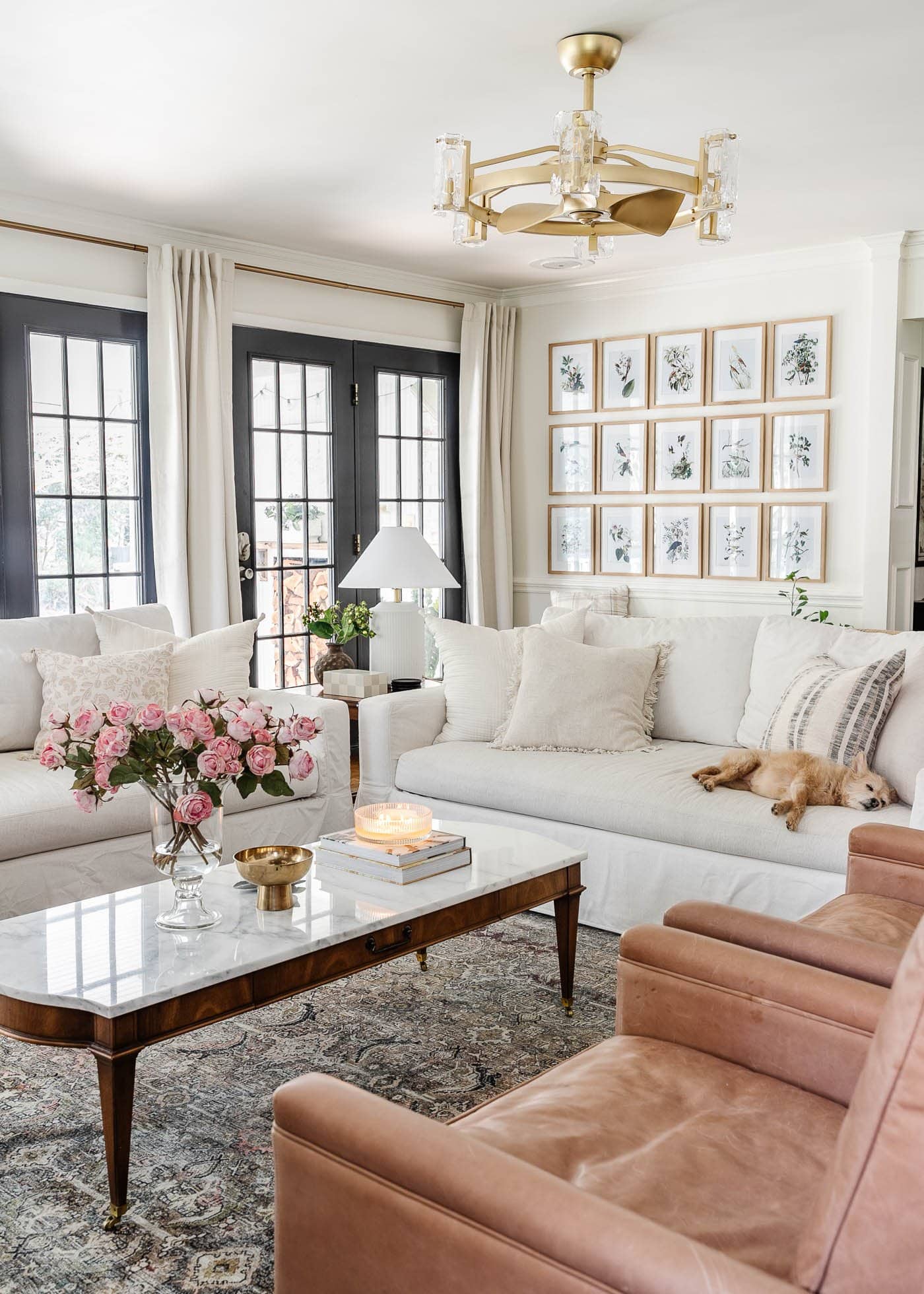 faux linen amazon curtains from Half Price Drapes in a living room on French doors