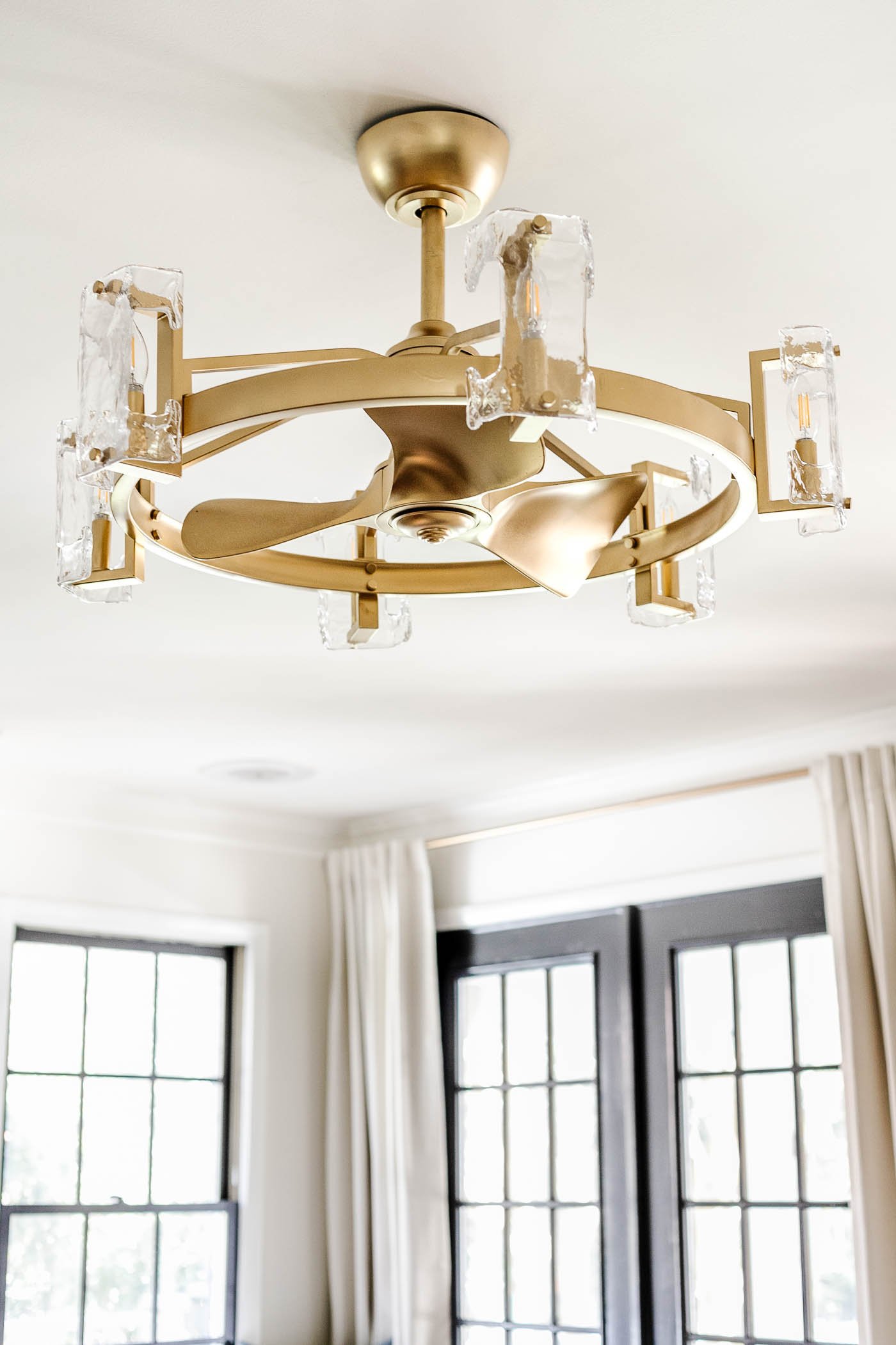 chandelier ceiling fan painted with gold spray paint