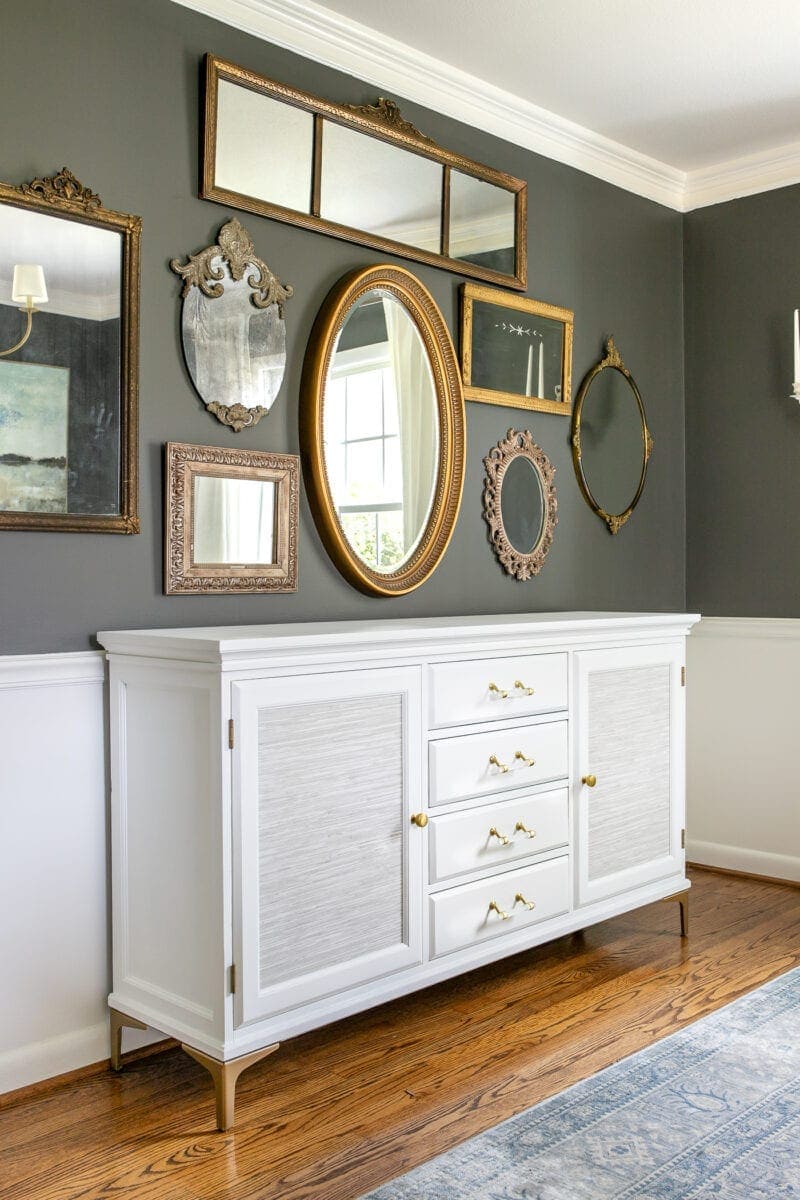mirrors found while thrift shopping turned into a gallery wall