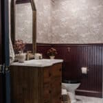 half bath makeover in Farrow and Ball Brinjal