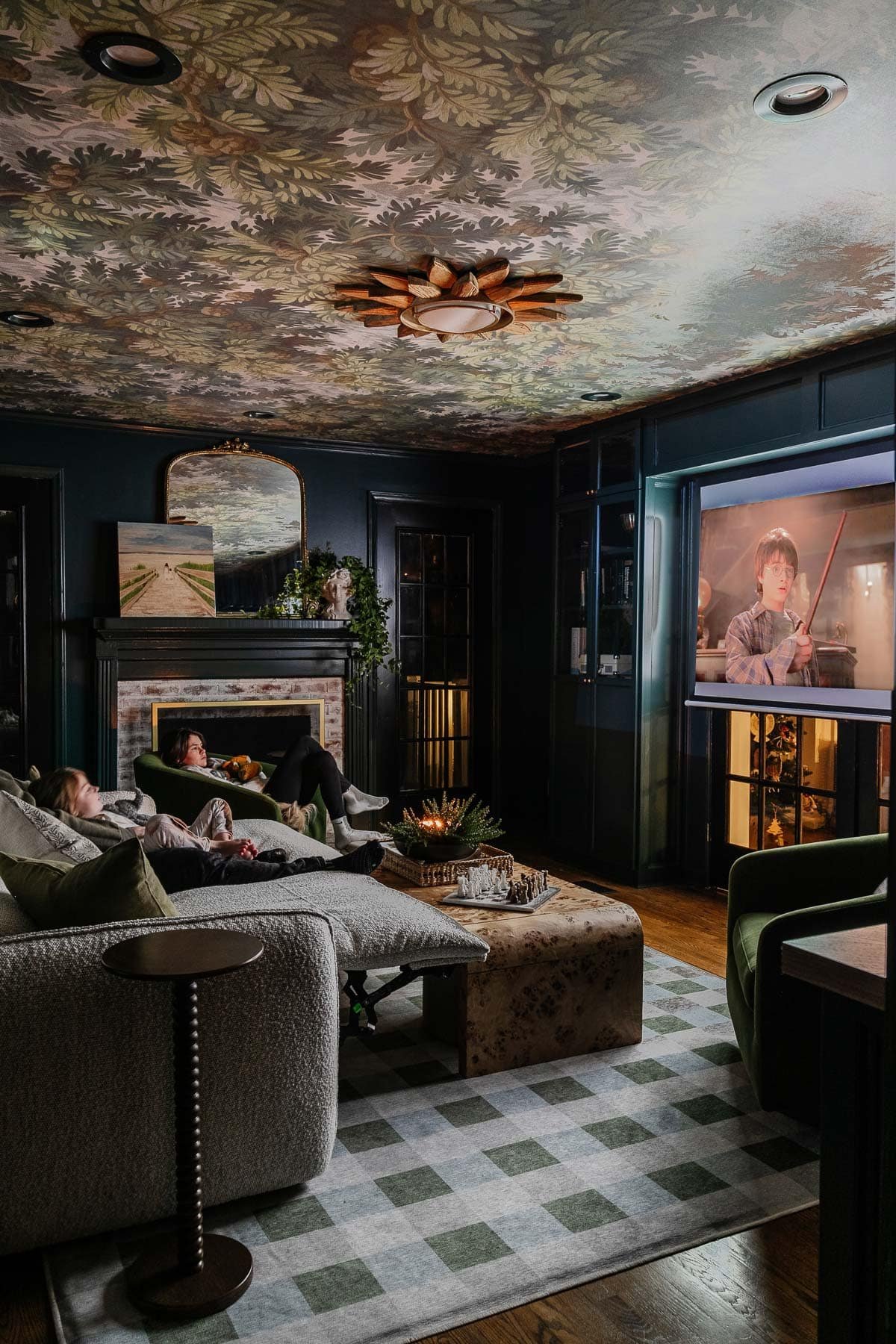 Harry Potter movie on home theater room screen 