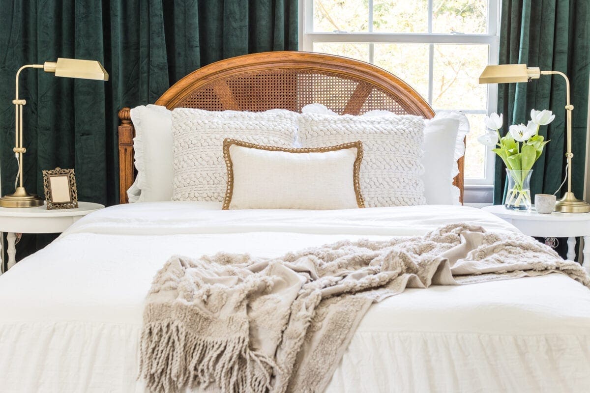 thrifted headboard in guest bedroom