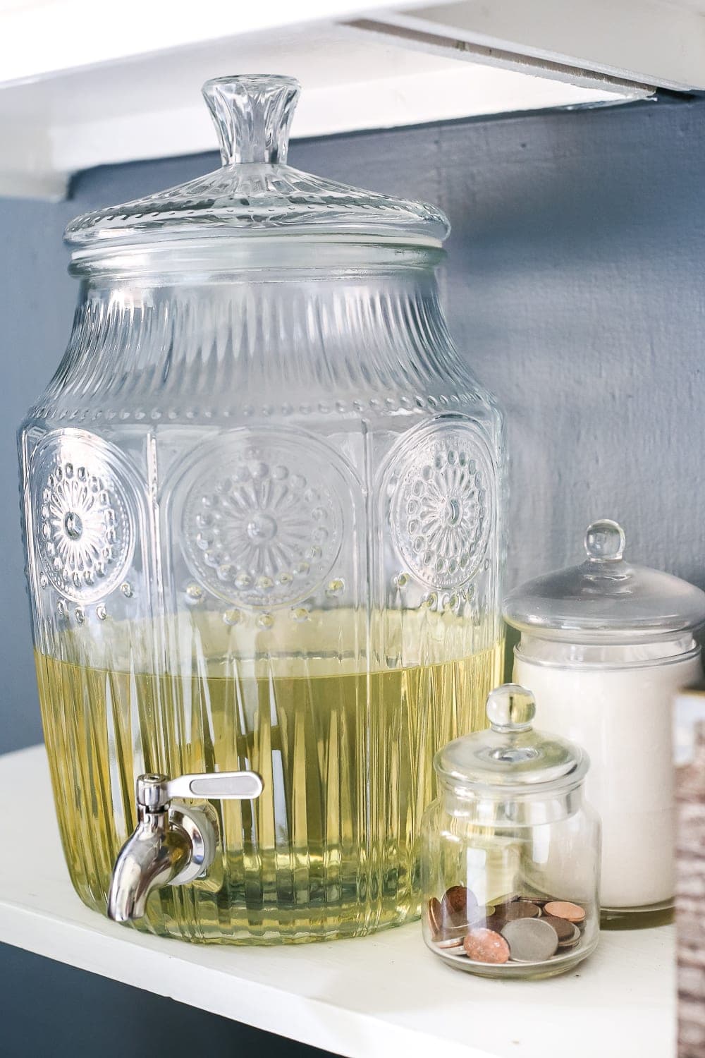 Store laundry detergent in a drink dispenser.