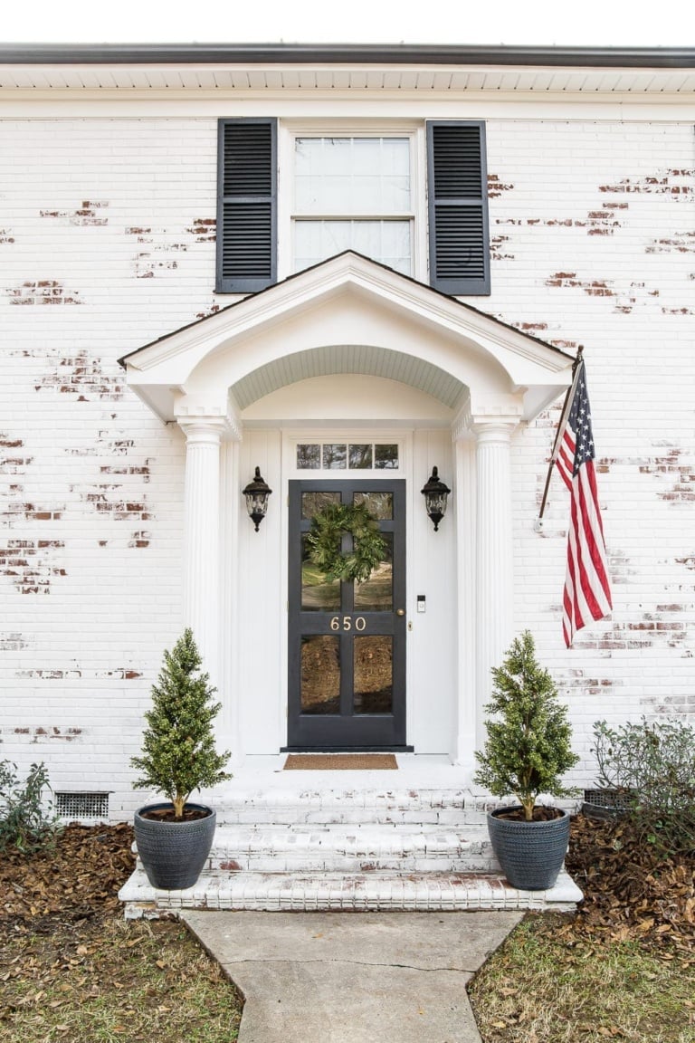 Limewashed Brick Exterior Makeover Reveal