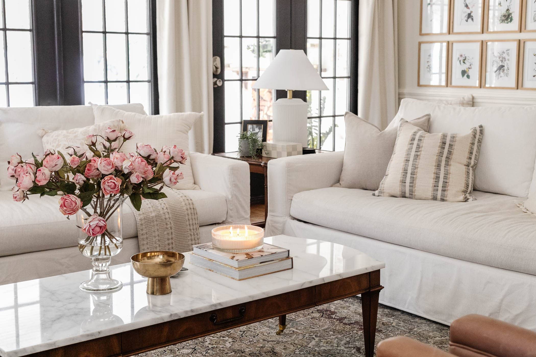 marble coffee table in living room