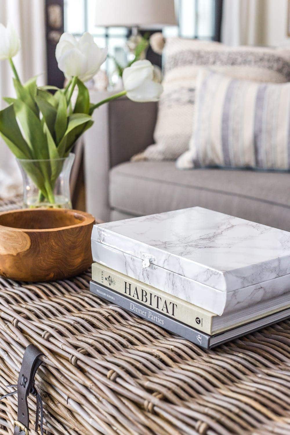How to wrap a cigar box with contact paper to repurpose into a decorative remote control holder for a coffee table. #remotecontrolholder #coffeetabledecor