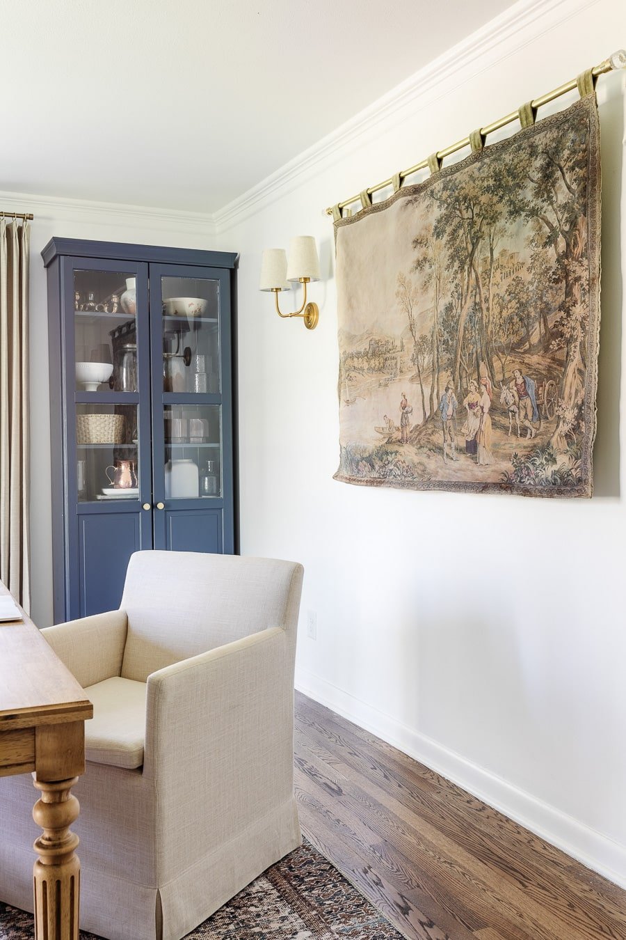 wall tapestry in a home office