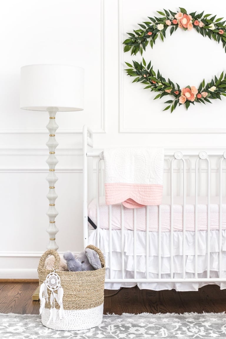 White Floral Nursery Makeover Reveal