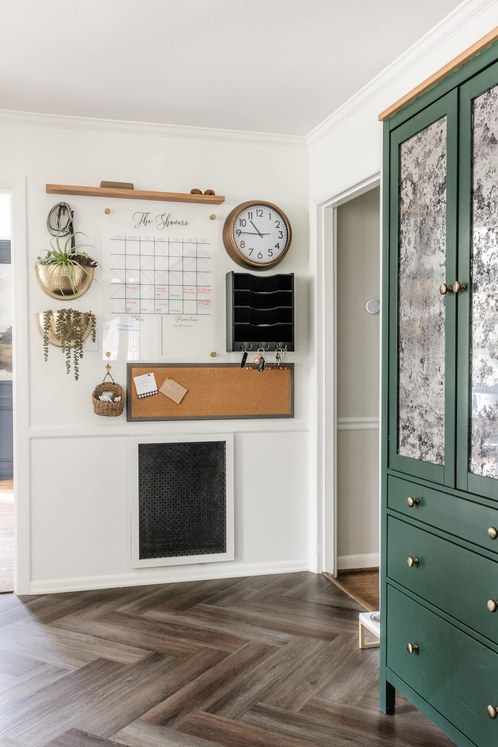 command center wall with calendar and memo board