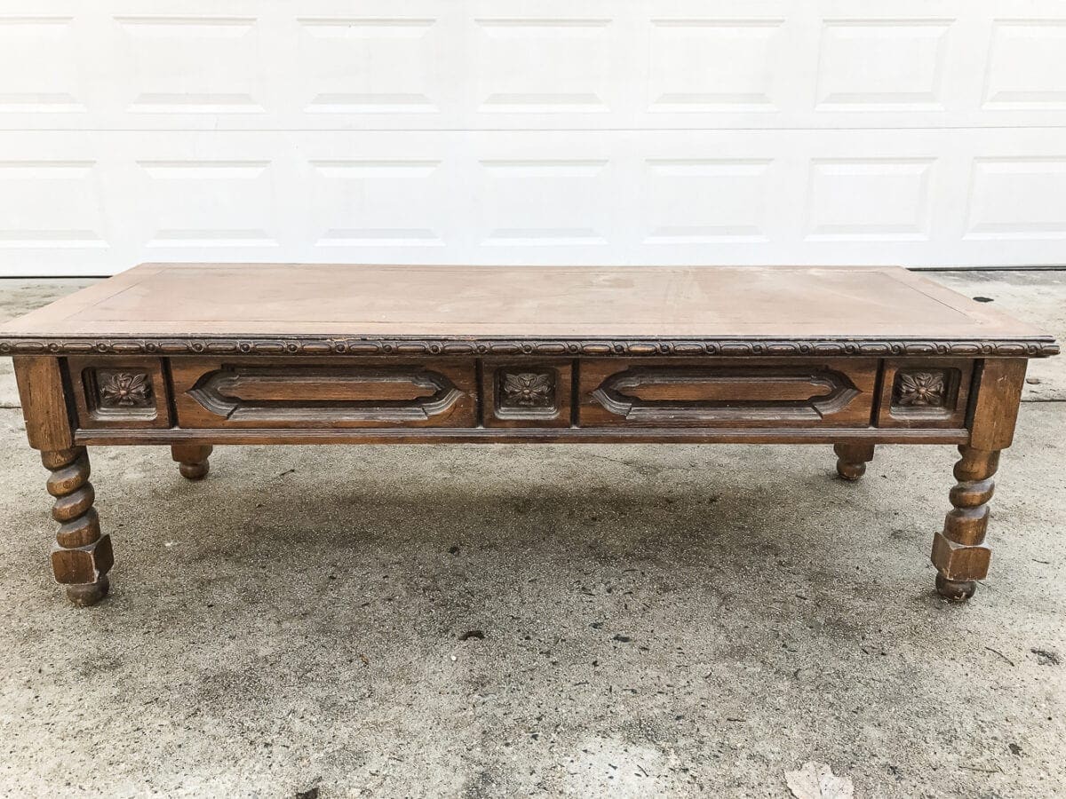 thrifted coffee table before