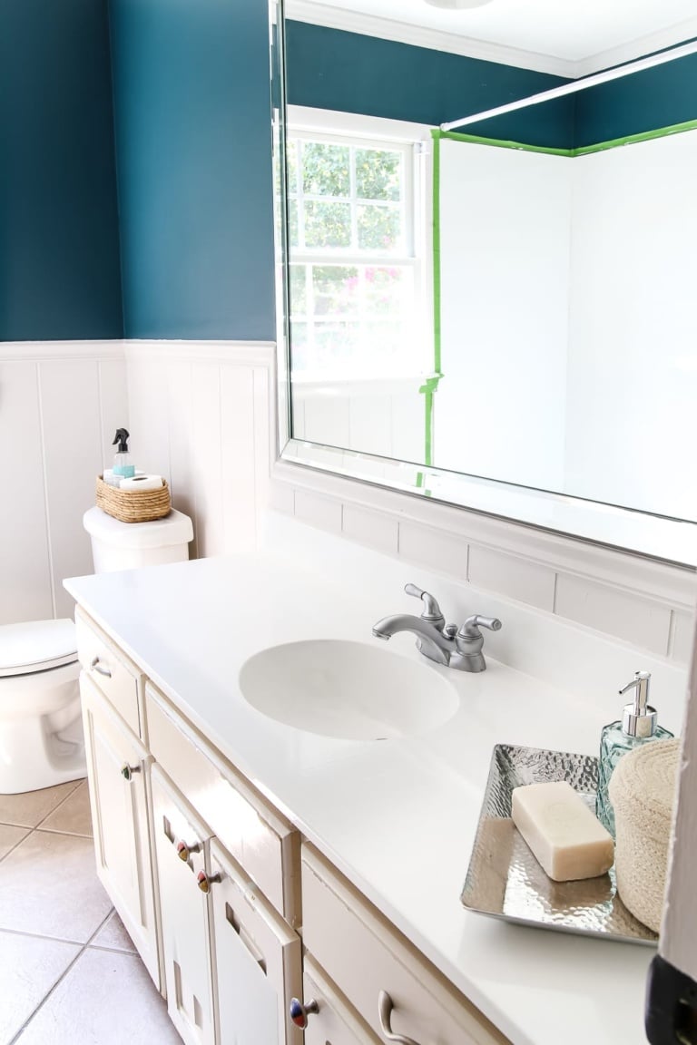 DIY Painted Bathroom Sink Countertop