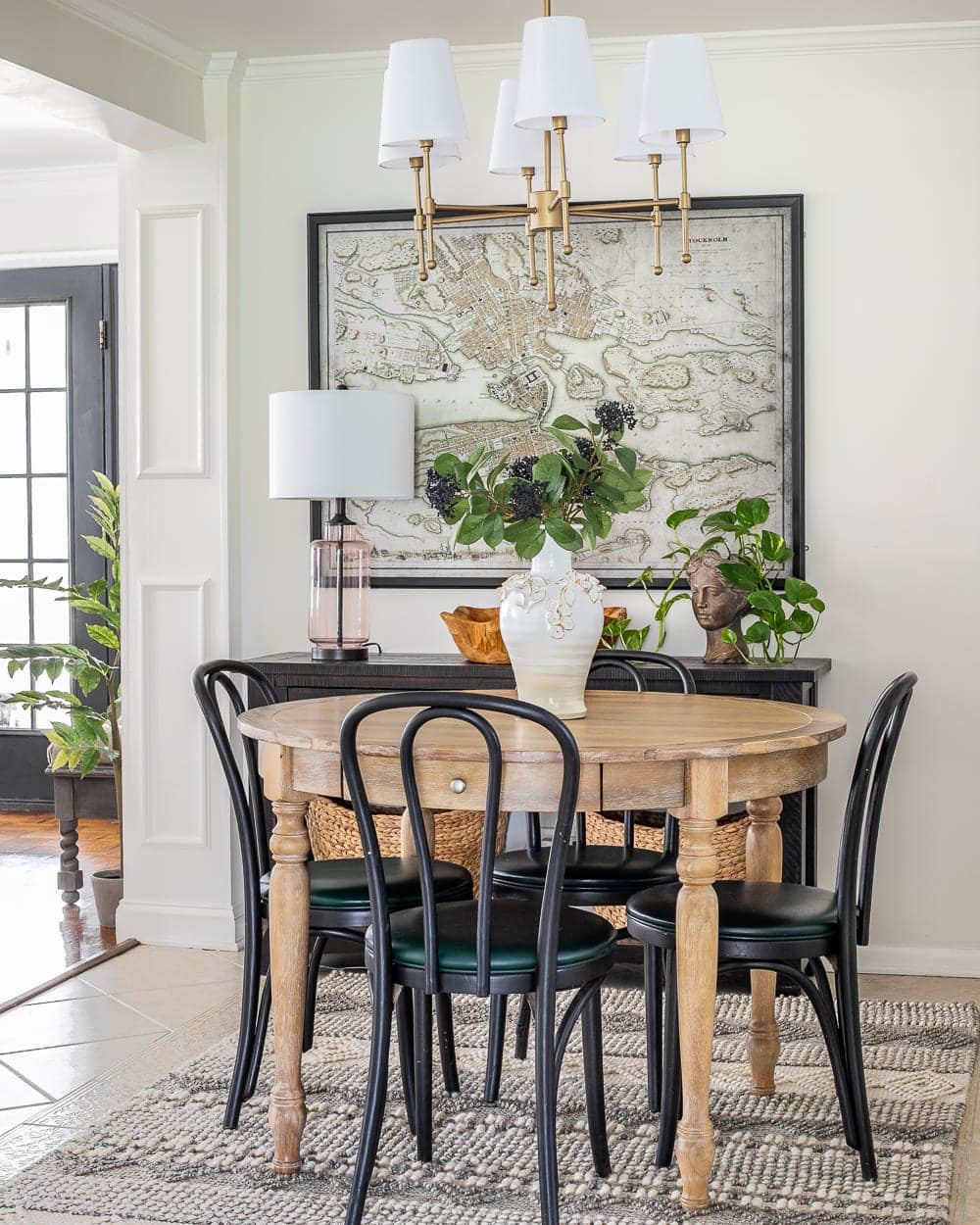 Add a vintage map as large wall decor