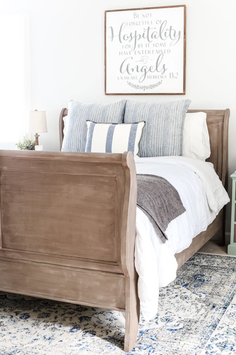 Painted Weathered Wood Bed Makeover