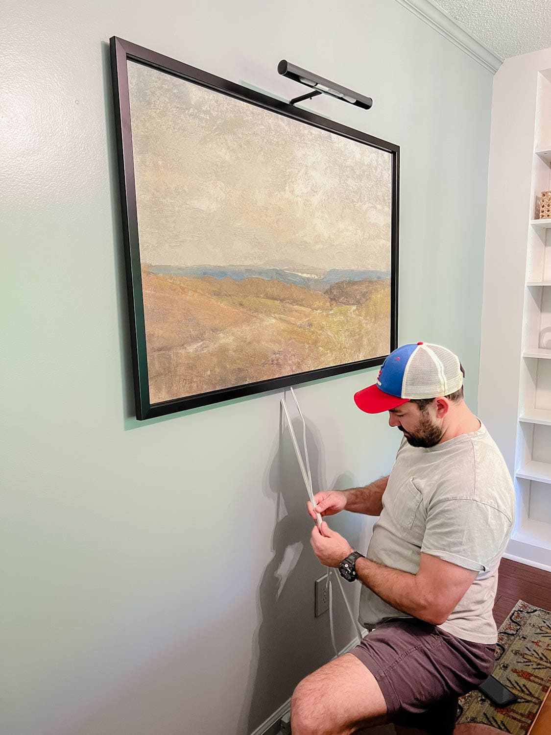 how to hide lamp cords on picture lights with cord covers