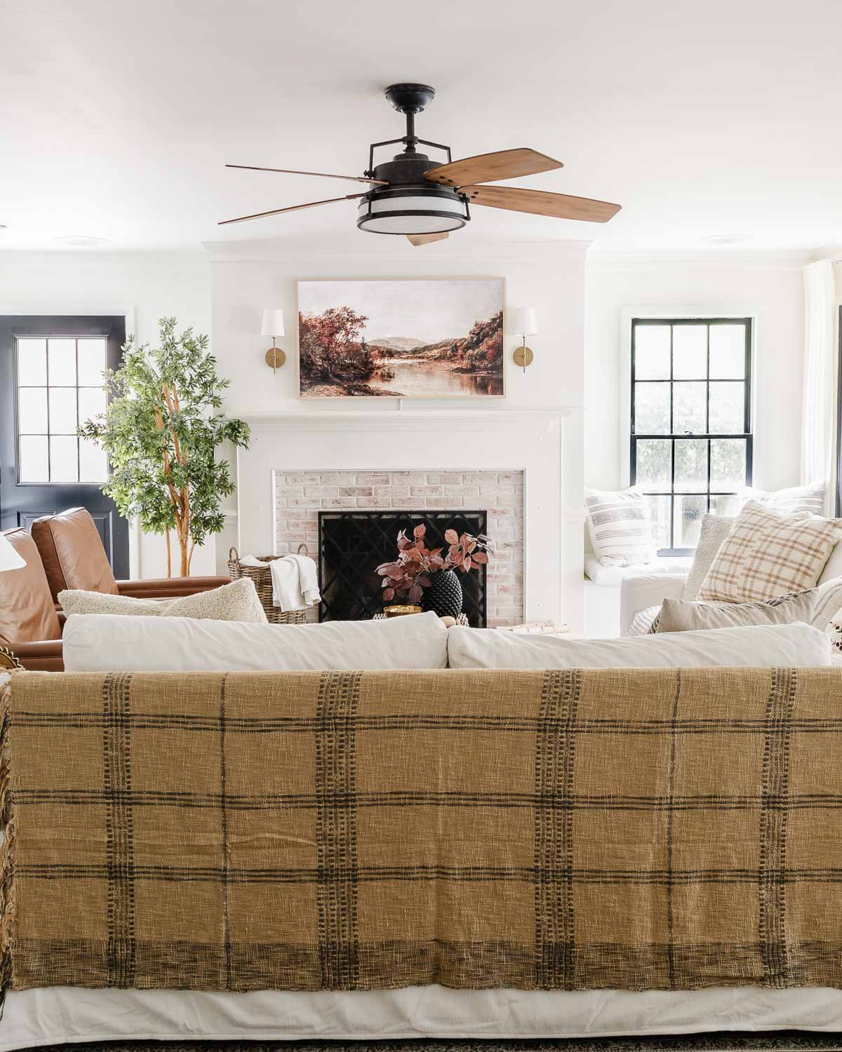 fall living room with fall art