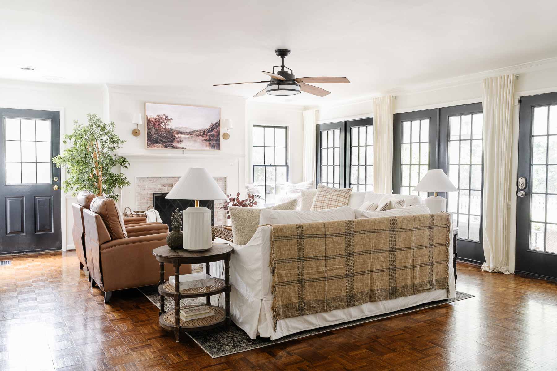 cozy living room decorated for fall