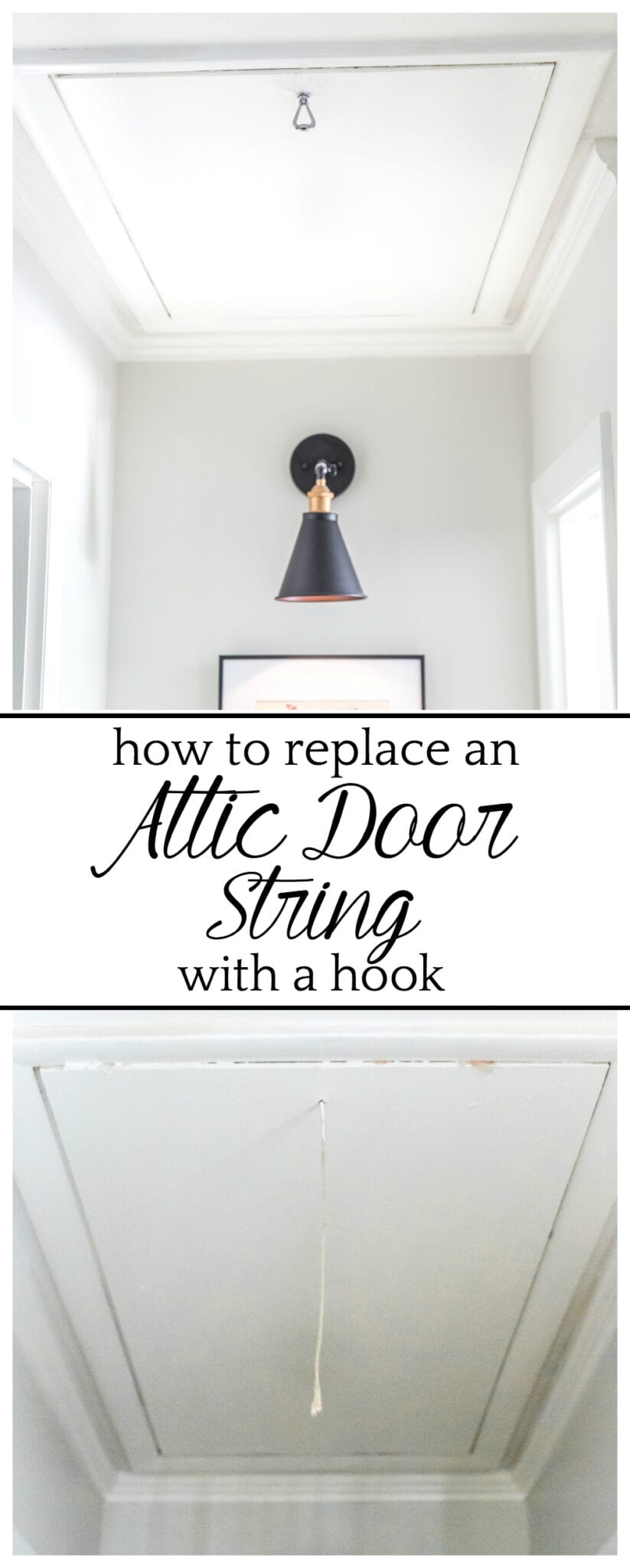 How to Replace an Attic Door String with a Hook | blesserhouse.com - A quick tip for improving the look of a hanging cord on an attic door.