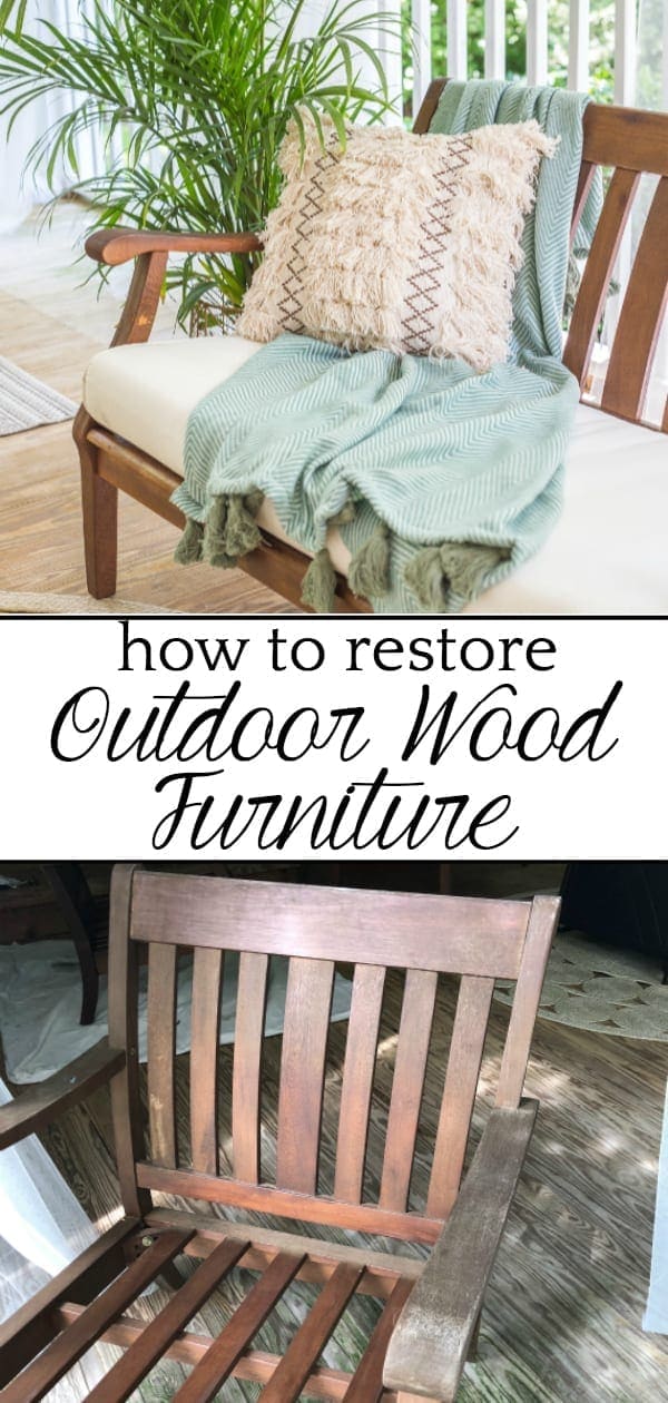 How to Restore Outdoor Wood Furniture | blesserhouse.com - How to make your dry, worn out wood furniture look like new and how to thoroughly clean outdoor cushions. #outdoorfurniture #restorewood