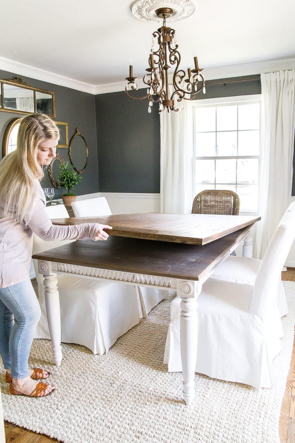 painted dining table found while thrift shopping