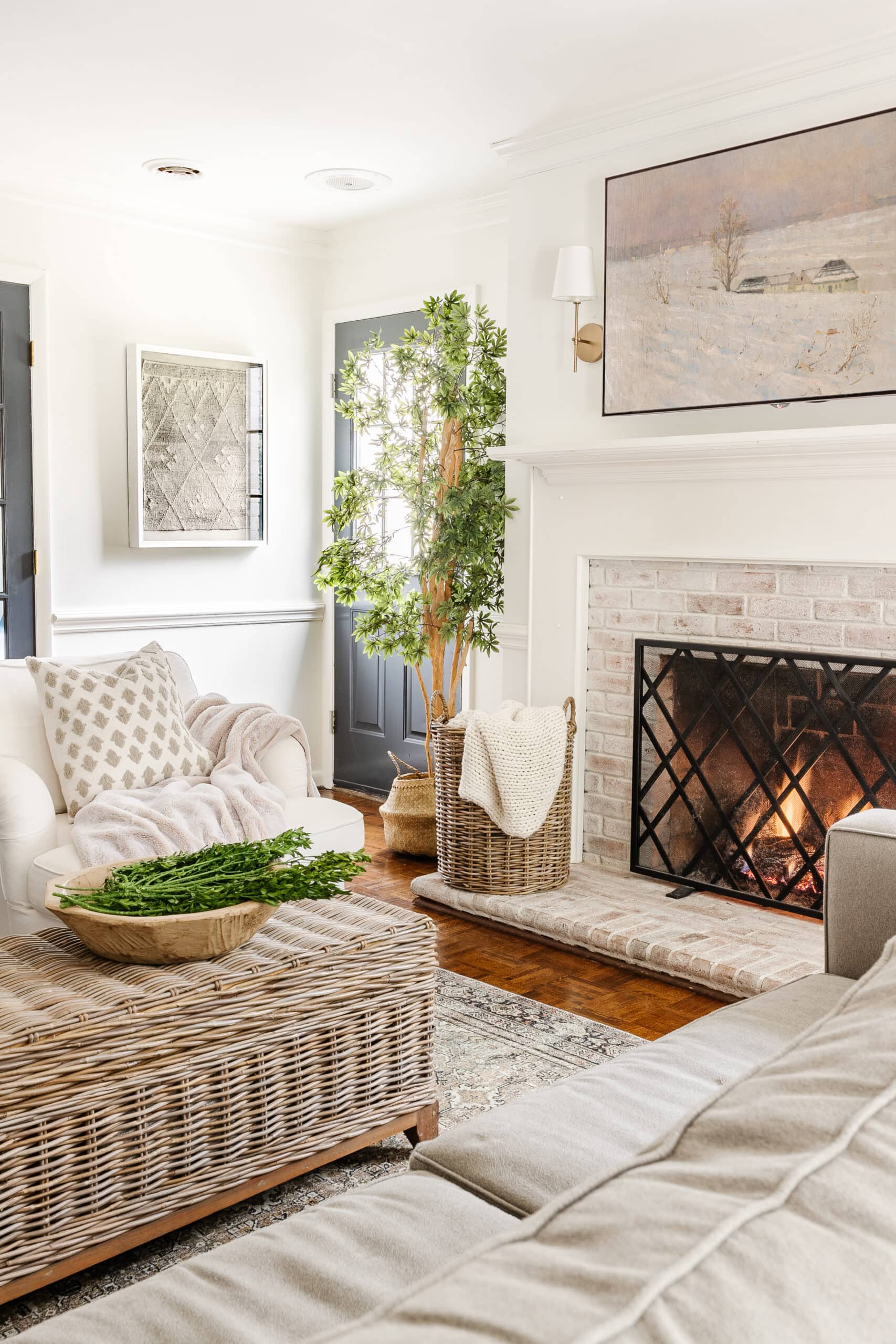 winter living room decor after Christmas in January