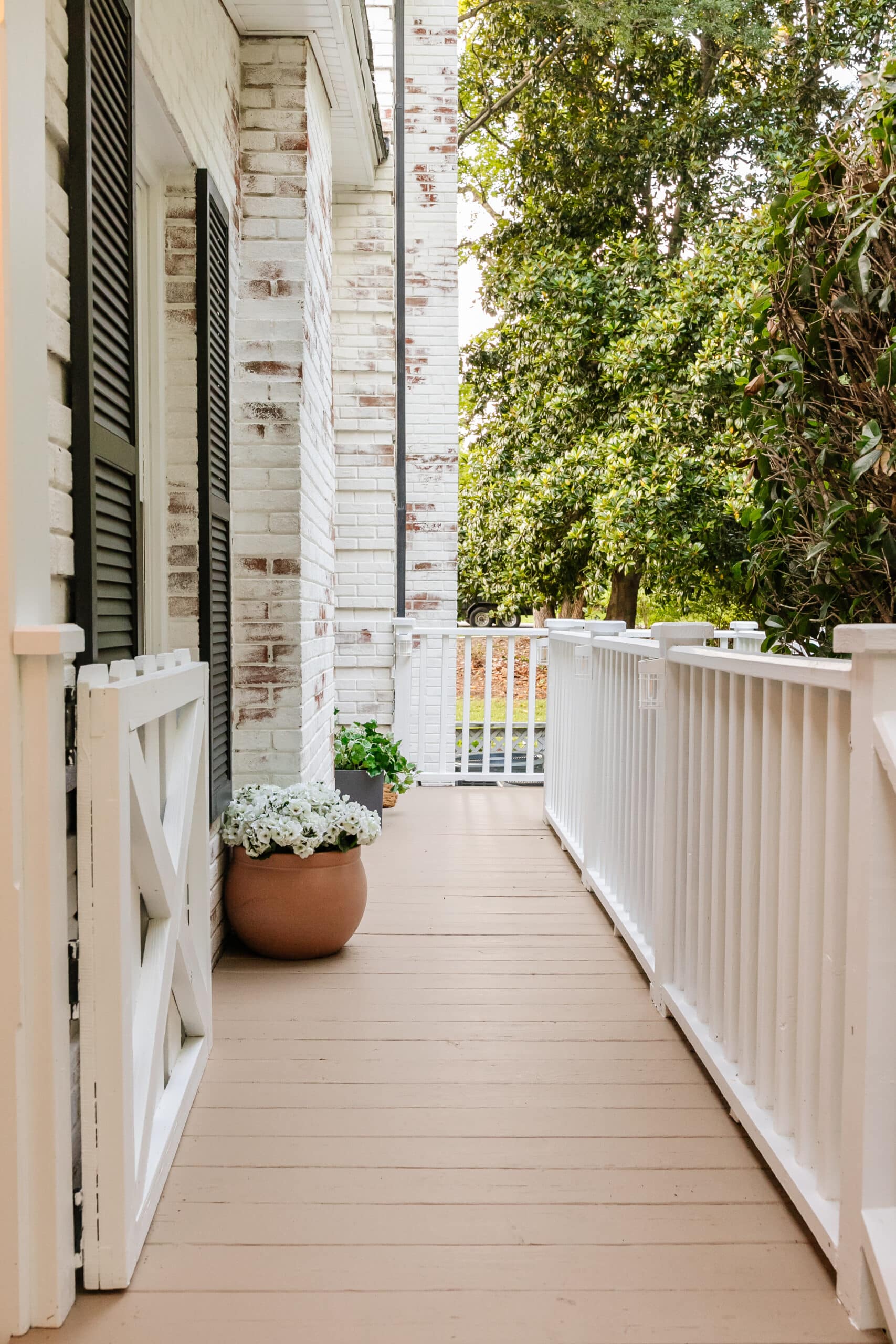 small side porch makeover with planters