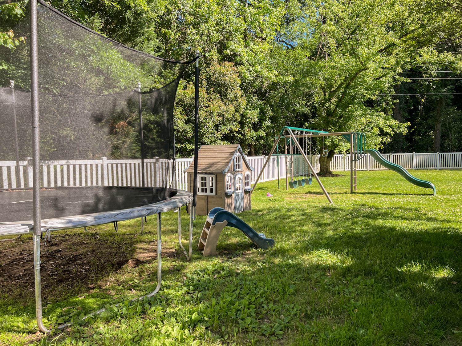 side yard play area before