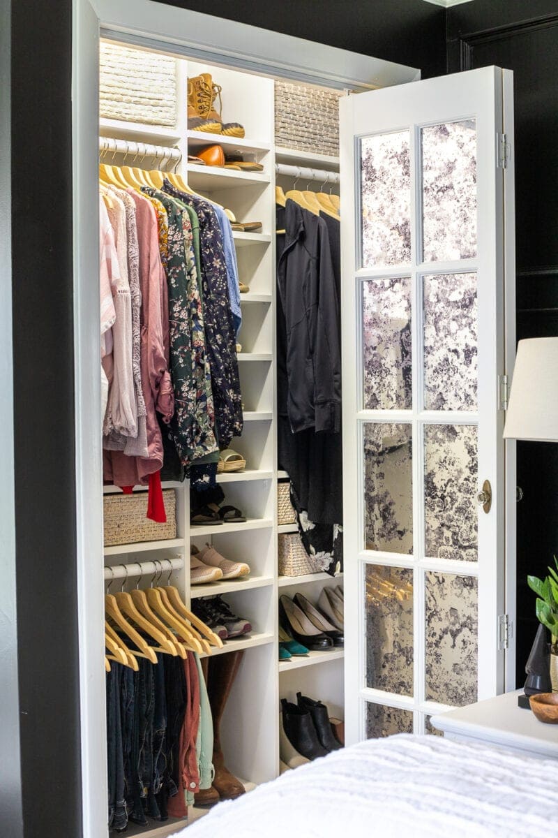 DIY built in closet shelving using IKEA bookcases