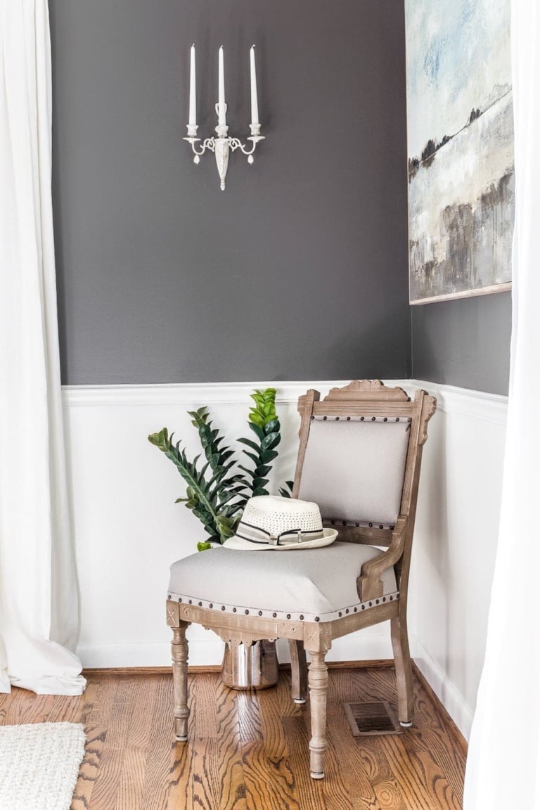 Wood and Linen Spare Chair Makeover