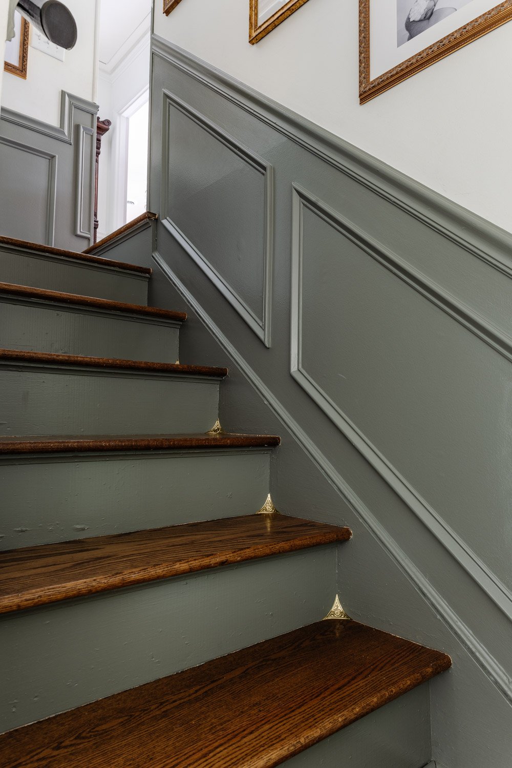 brass dust corners on stairs