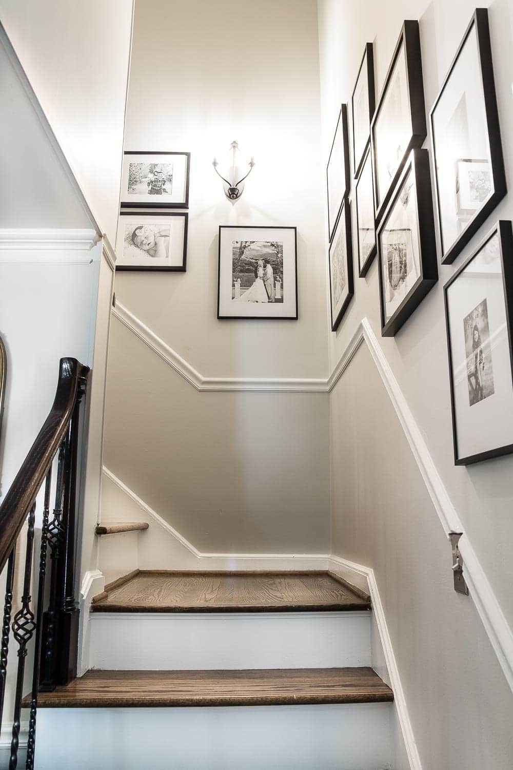 gallery wall on staircase wall