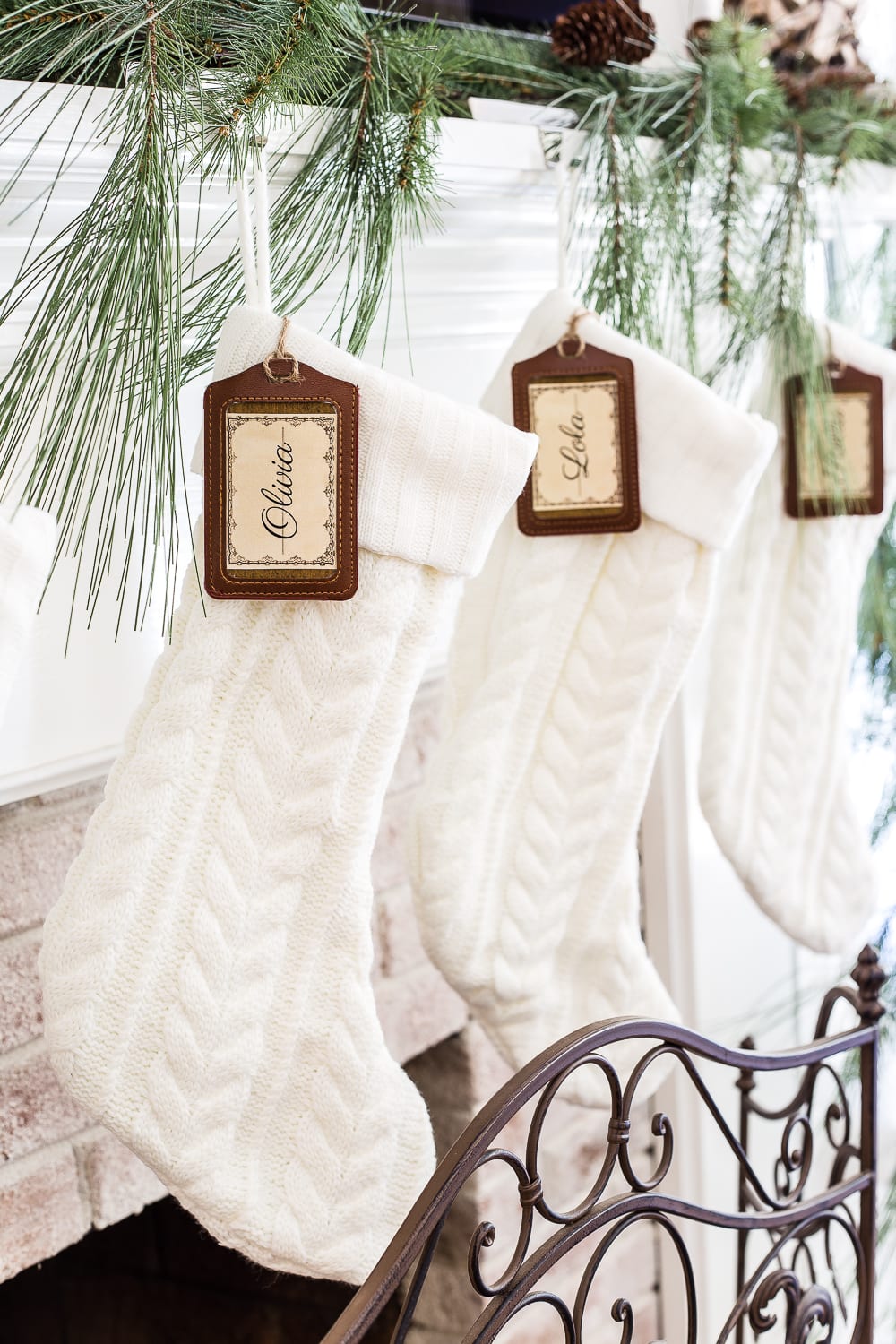 DIY Christmas stocking name tags using lanyard badges