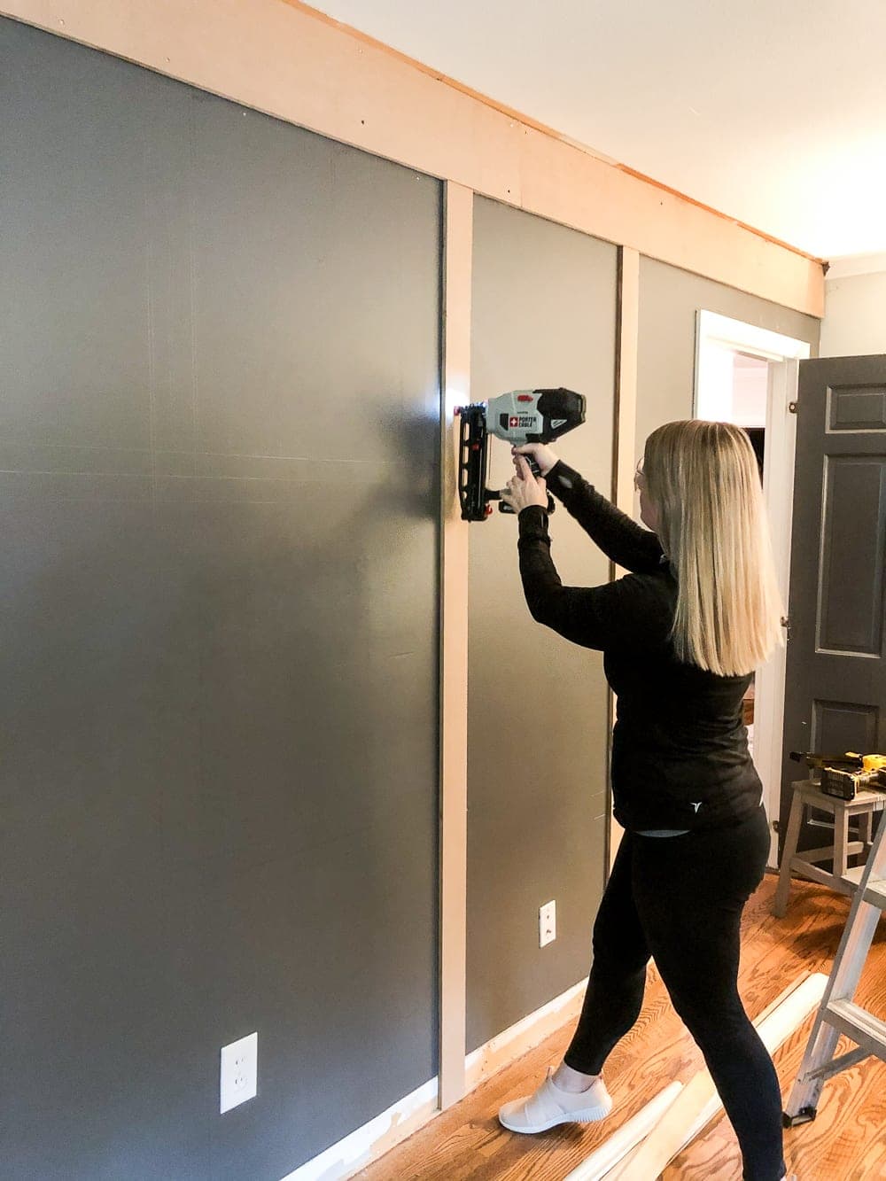DIY grid molding feature wall