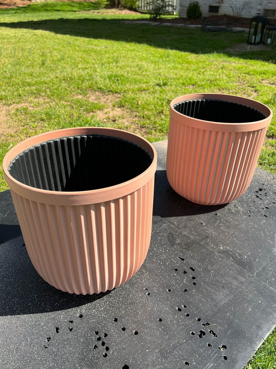 fluted resin terra cotta planters