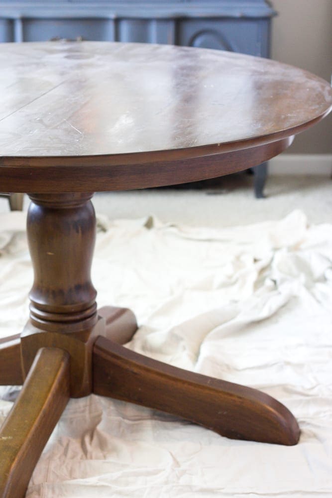 Weathered Oak Dining Table Makeover | blesserhouse.com - A thrifted banged up dining table gets a simple weathered oak finish for a high-end designer look. This tutorial is so easy! 