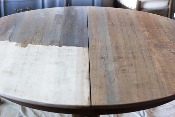 Weathered Oak Dining Table Makeover | blesserhouse.com - A thrifted banged up dining table gets a simple weathered oak finish for a high-end designer look. This tutorial is so easy! 