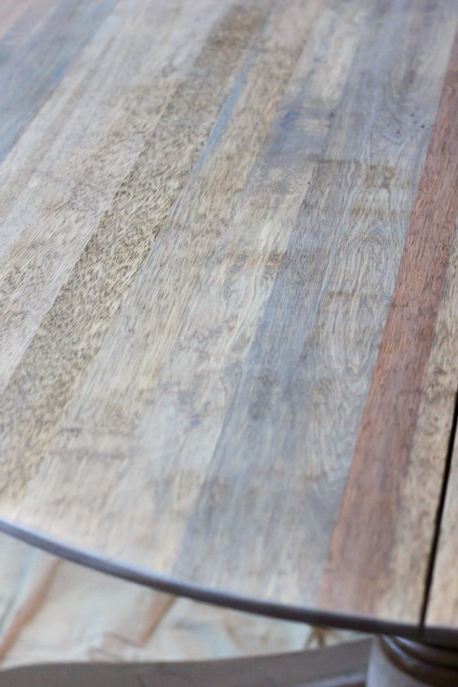 Weathered Oak Dining Table Makeover | blesserhouse.com - A thrifted banged up dining table gets a simple weathered oak finish for a high-end designer look. This tutorial is so easy! 
