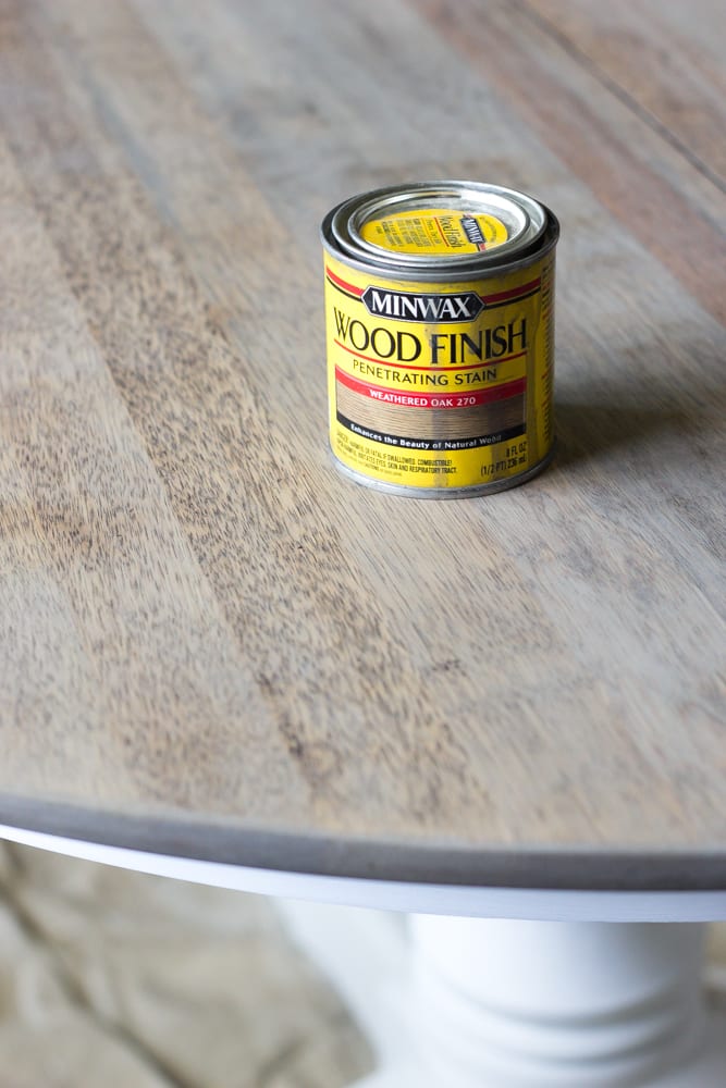 Weathered Oak Dining Table Makeover | blesserhouse.com - A thrifted banged up dining table gets a simple weathered oak finish for a high-end designer look. This tutorial is so easy! 
