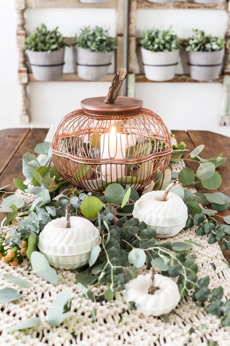 Wire Basket and Bundt Pan Pumpkins