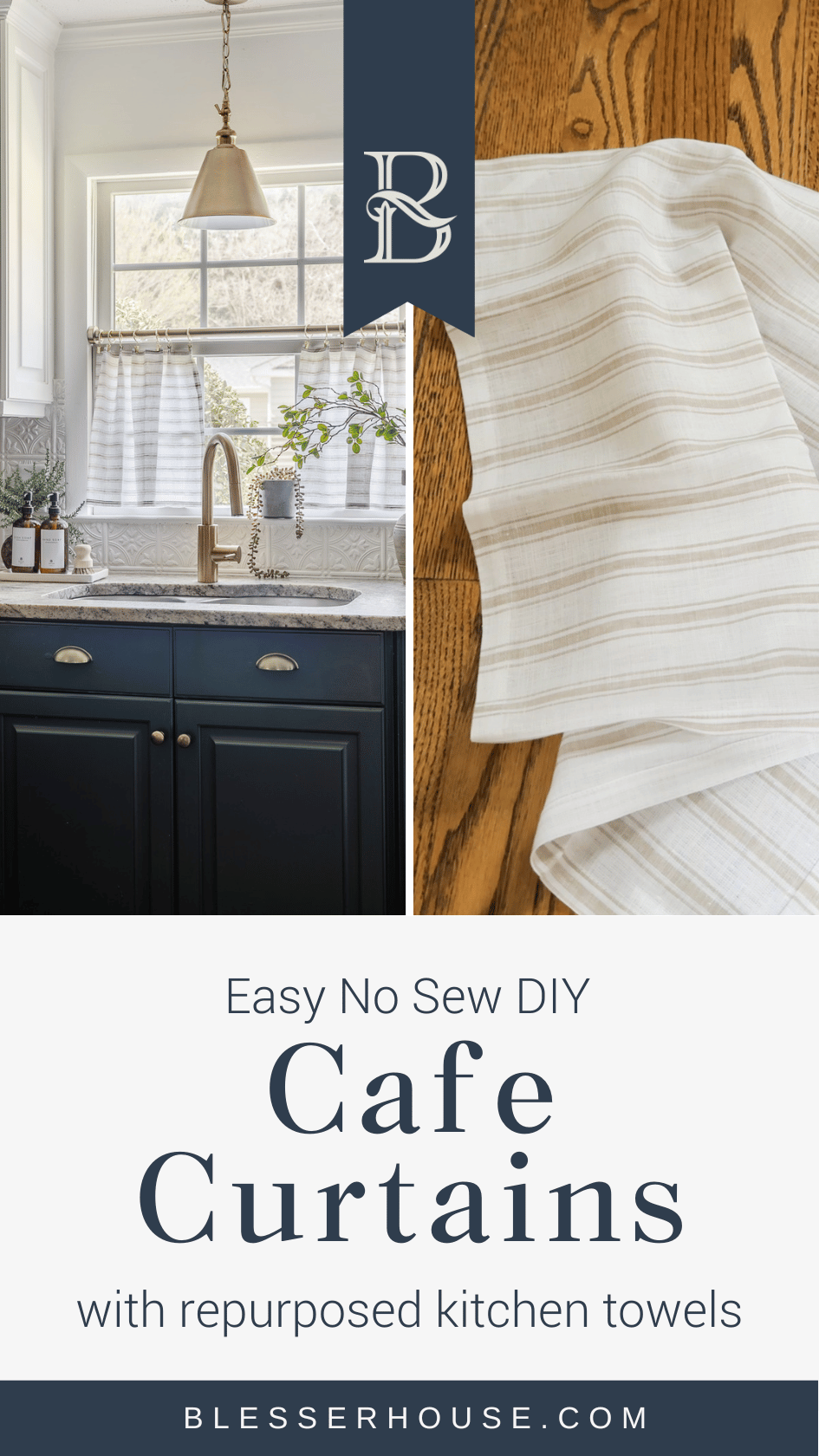 no sew diy cafe curtains using kitchen towels